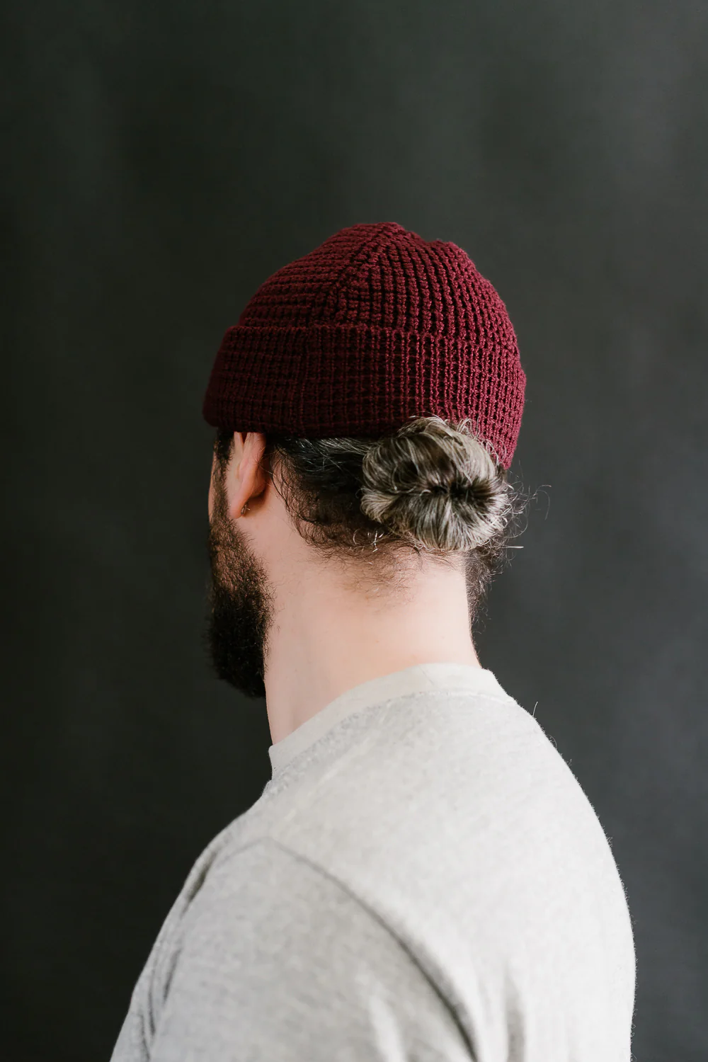 MWBN06.506 - Waffle Structure Sturdy Beanie Merino Wool - Burgundy - Image 7