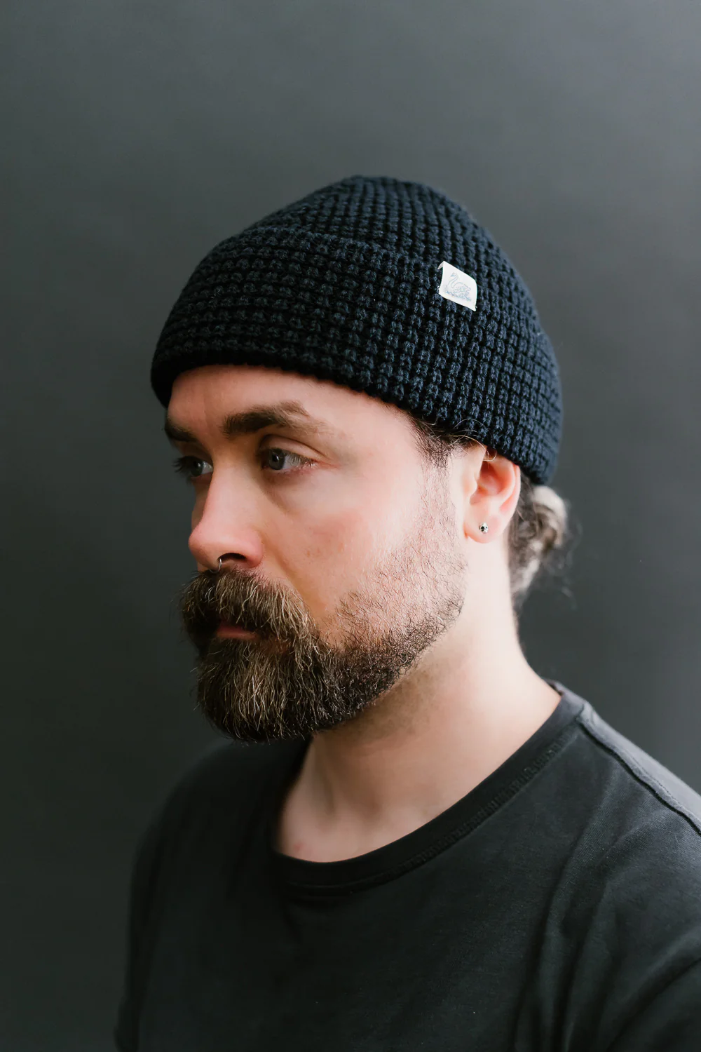 MWBN06.51 - Waffle Structure Sturdy Beanie Merino Wool - Dark Navy - Image 2
