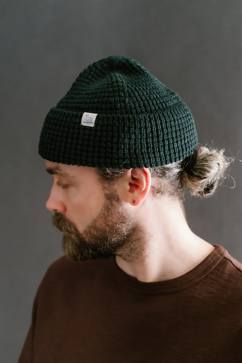 MWBN06.614 - Waffle Structure Sturdy Beanie Merino Wool - Dark Teal - Image 7