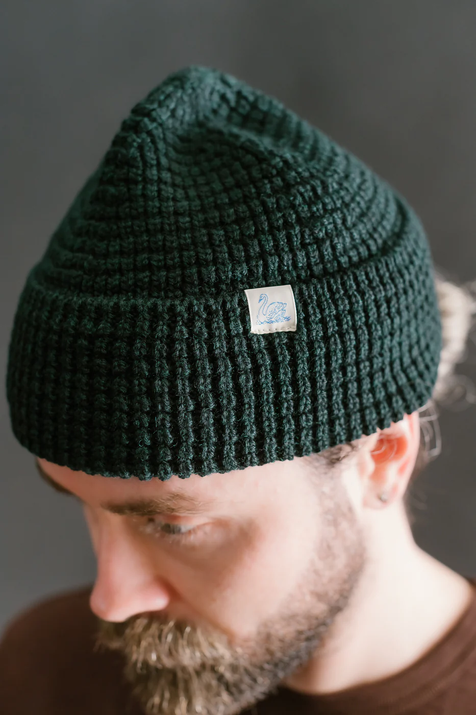 MWBN06.614 - Waffle Structure Sturdy Beanie Merino Wool - Dark Teal - Image 8