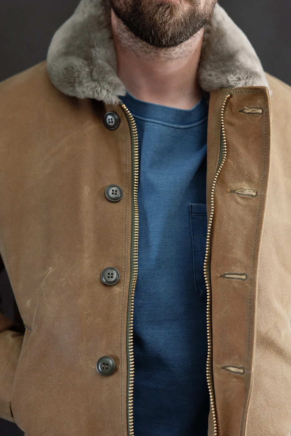 N-1 Waxed Deck Jacket - Hardtack, Grey - Image 17