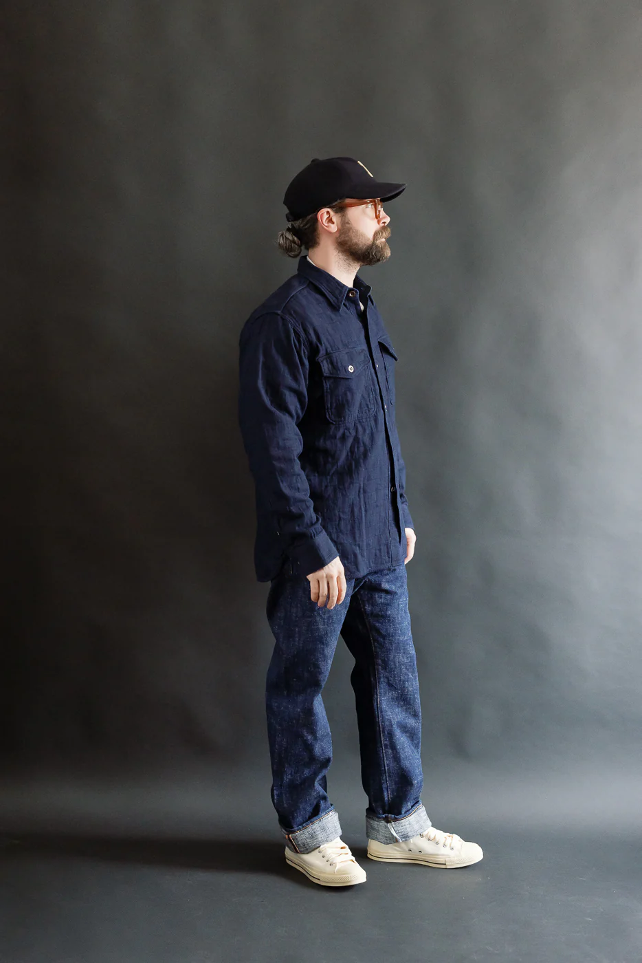 Officer Shirt Jacquard Plaid - Indigo - Image 8