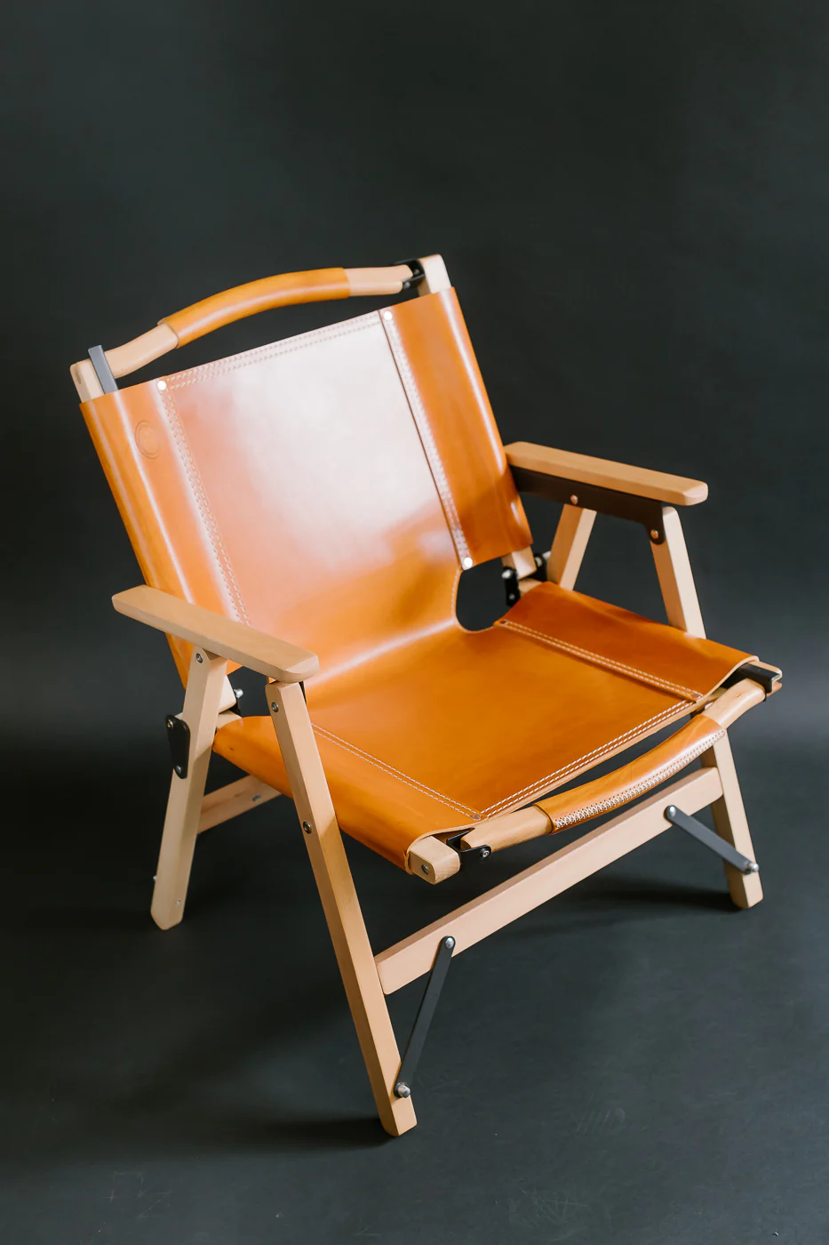 OGL-OD-WD-CHAIR-V2 - 'Only Good Life' Kermit Outdoor Folding Camp Chair - Tan Leather - Image 10