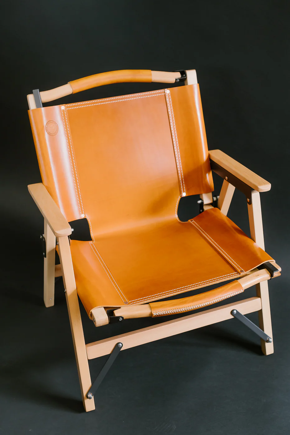 OGL-OD-WD-CHAIR-V2 - 'Only Good Life' Kermit Outdoor Folding Camp Chair - Tan Leather - Image 11
