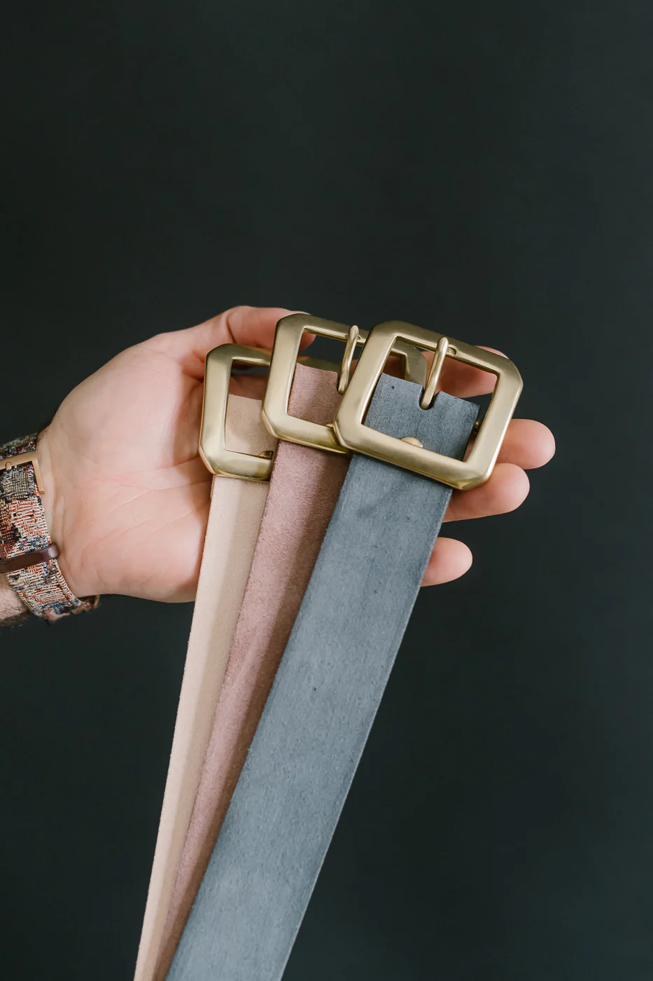 OGL Single Prong Garrison Buckle Leather Belt - Rough Out Natural - Image 3