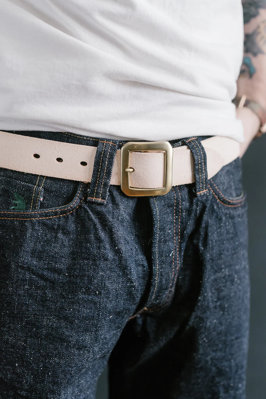OGL Single Prong Garrison Buckle Leather Belt - Rough Out Natural - Image 5
