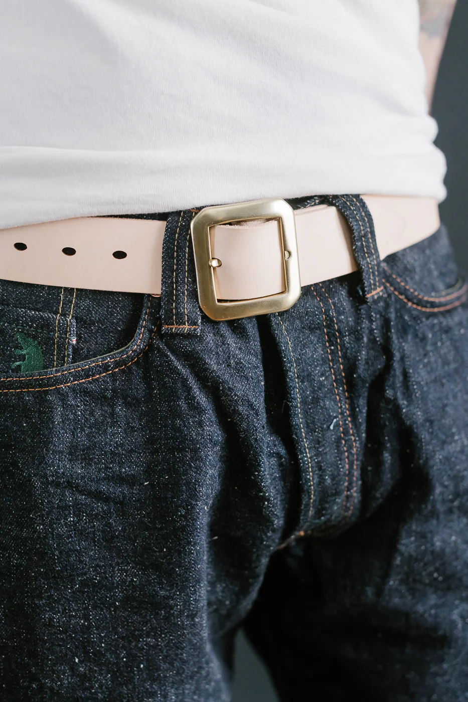 OGL Single Prong Garrison Buckle Leather Belt - Rough Out Natural - Image 6