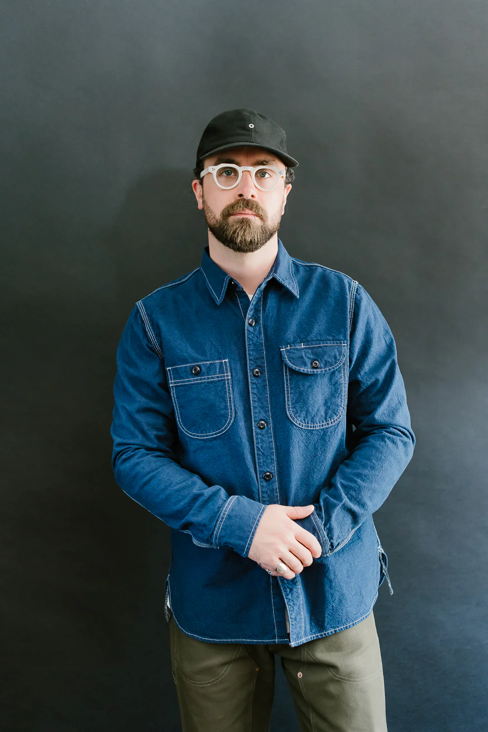 10oz Overdyed Work Shirt - Blue - Image 10