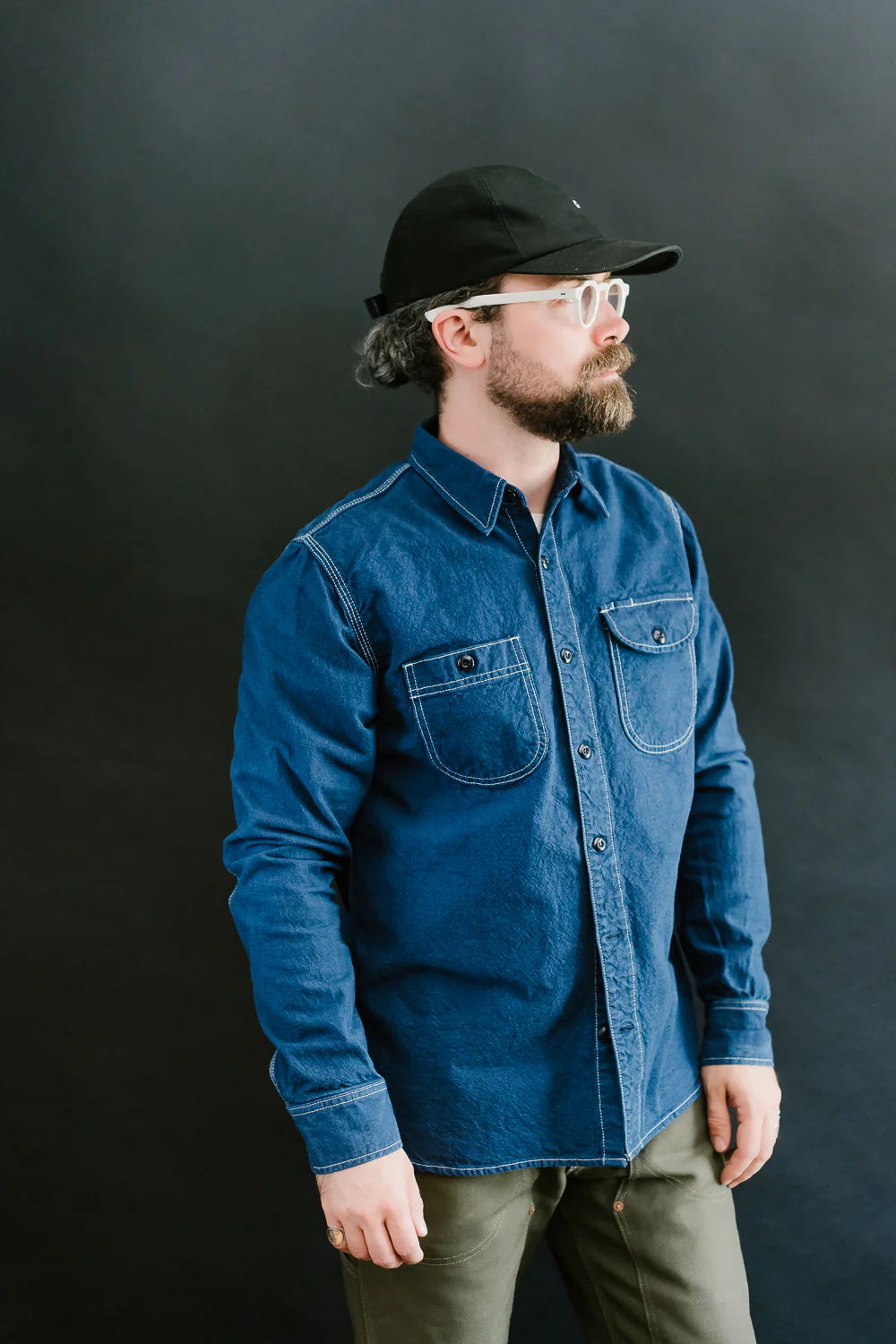 10oz Overdyed Work Shirt - Blue - Image 11