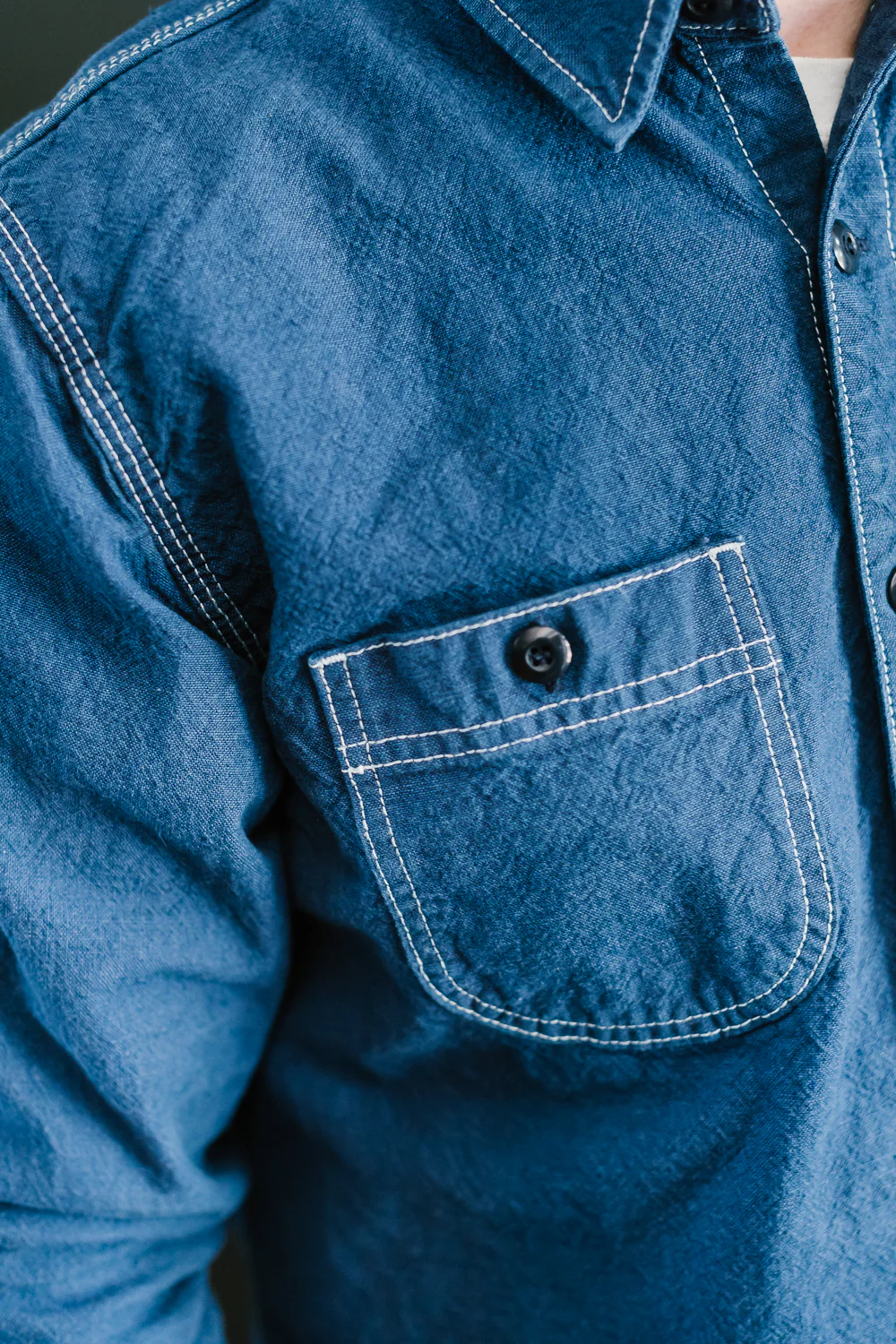 10oz Overdyed Work Shirt - Blue - Image 17