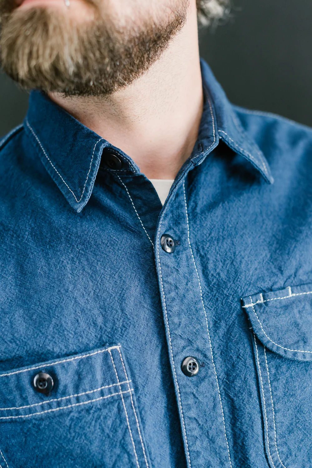 10oz Overdyed Work Shirt - Blue - Image 18