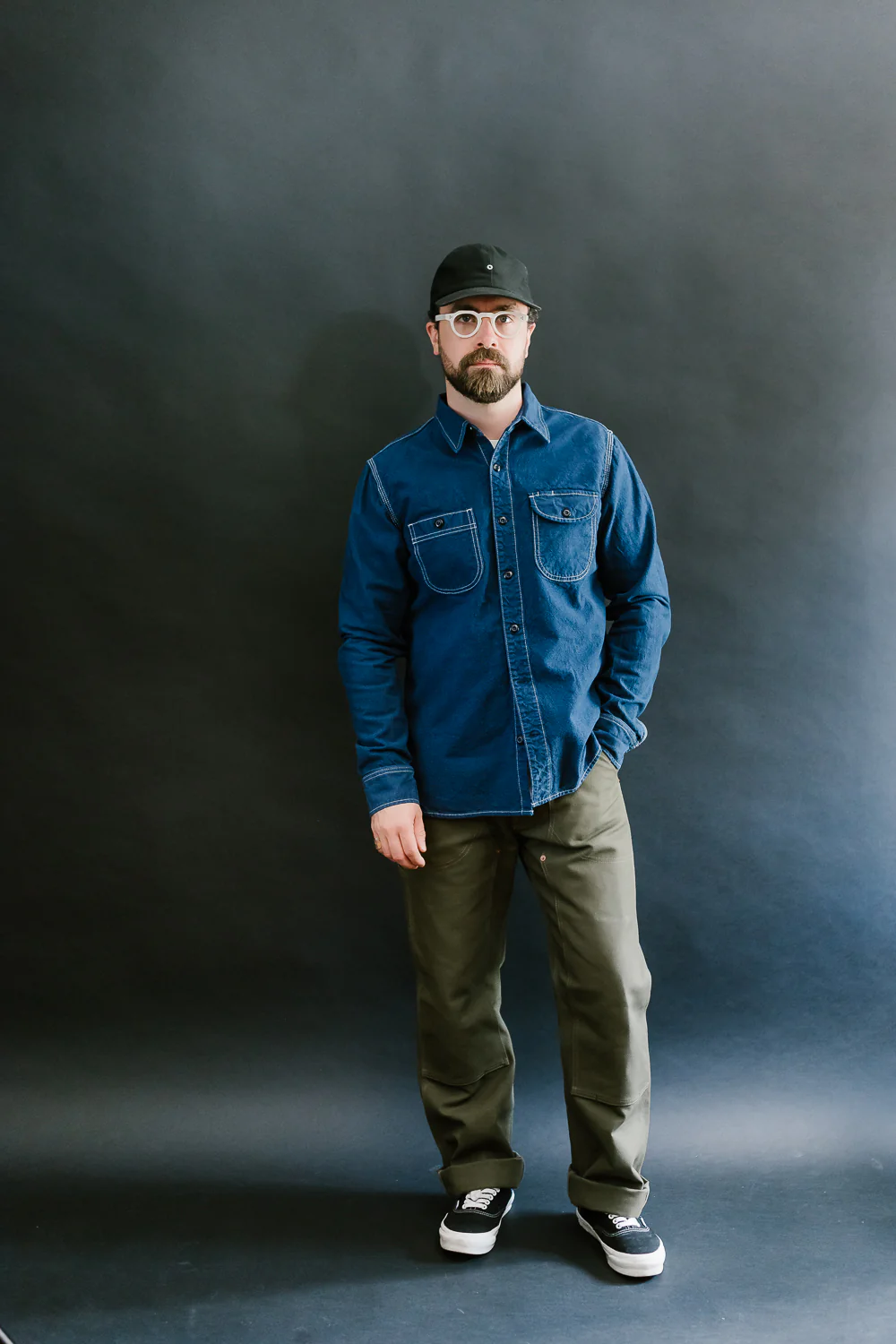 10oz Overdyed Work Shirt - Blue - Image 7