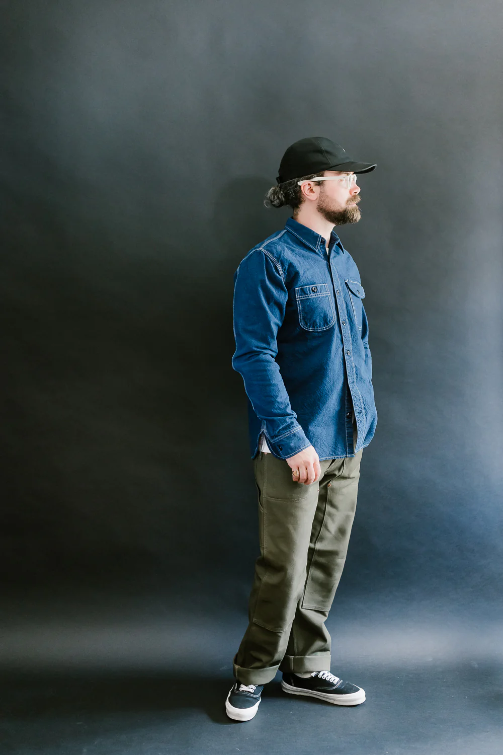 10oz Overdyed Work Shirt - Blue - Image 8