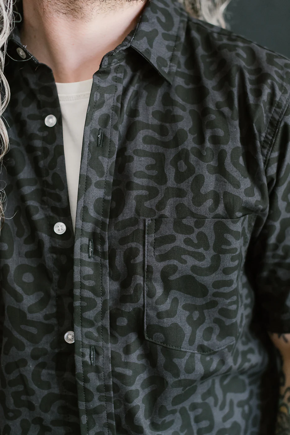 Oxford Shirt Alphabet Camo - Grey - Image 16