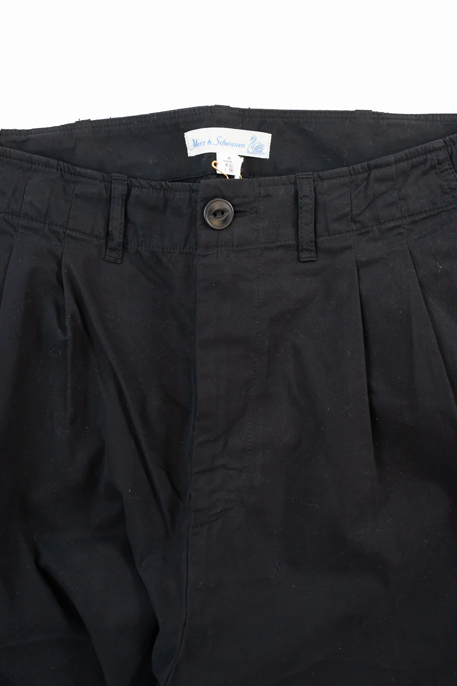 PANTS03.99 - Organic Cotton Poplin Pleated Front Pants - Deep Black - Image 2
