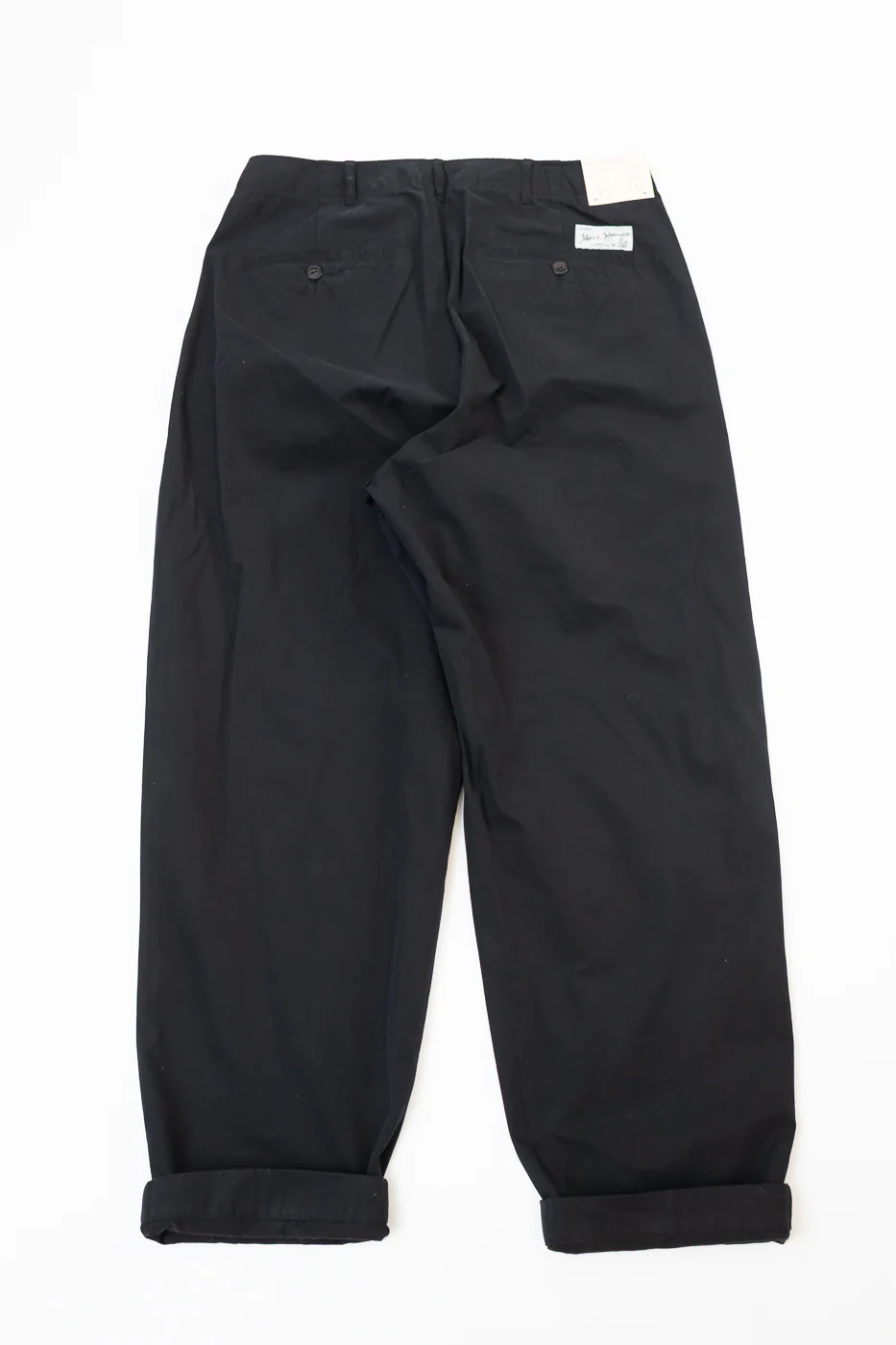 PANTS03.99 - Organic Cotton Poplin Pleated Front Pants - Deep Black - Image 5