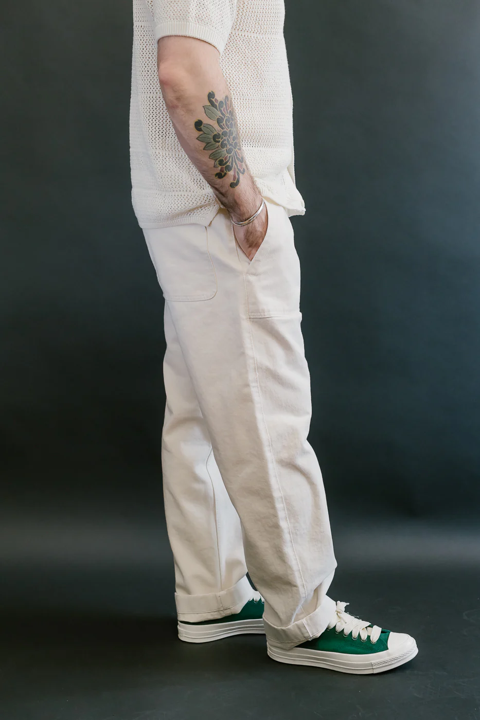 PANTS05.02 - Organic Cotton Broken Twill Drawstring Pants - Nature - Image 13