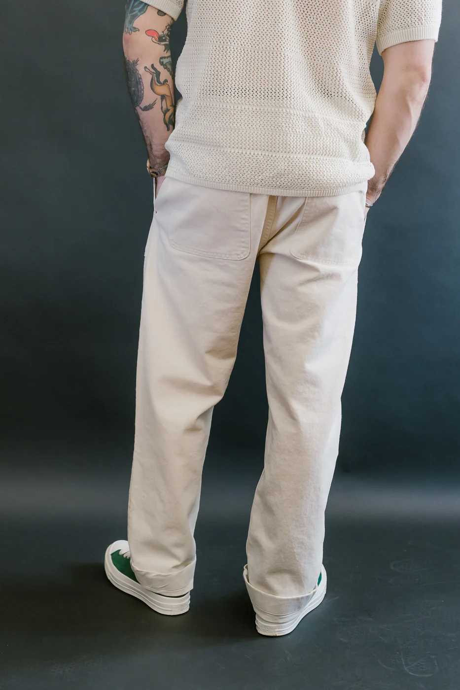 PANTS05.02 - Organic Cotton Broken Twill Drawstring Pants - Nature - Image 14