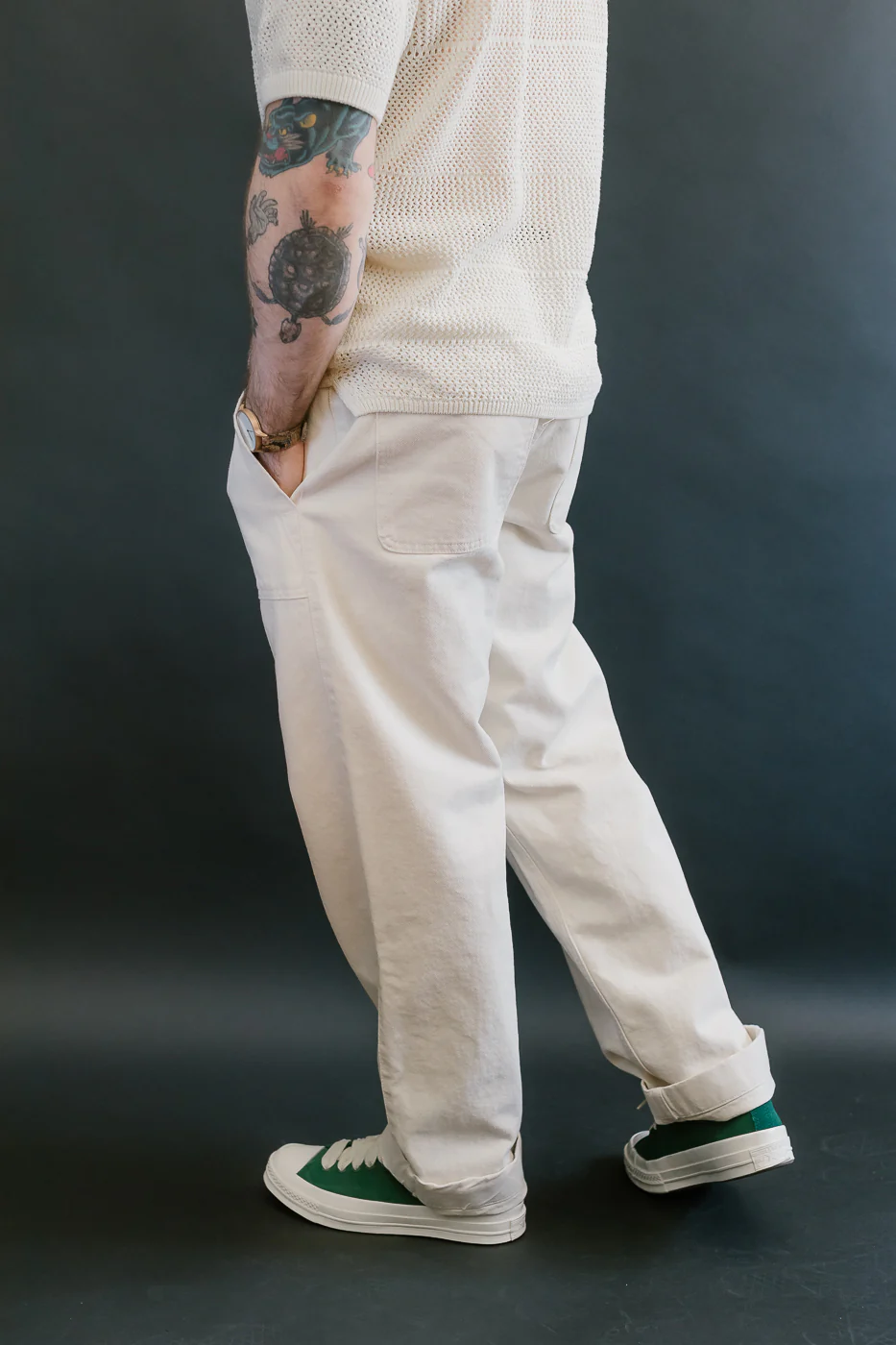 PANTS05.02 - Organic Cotton Broken Twill Drawstring Pants - Nature - Image 15