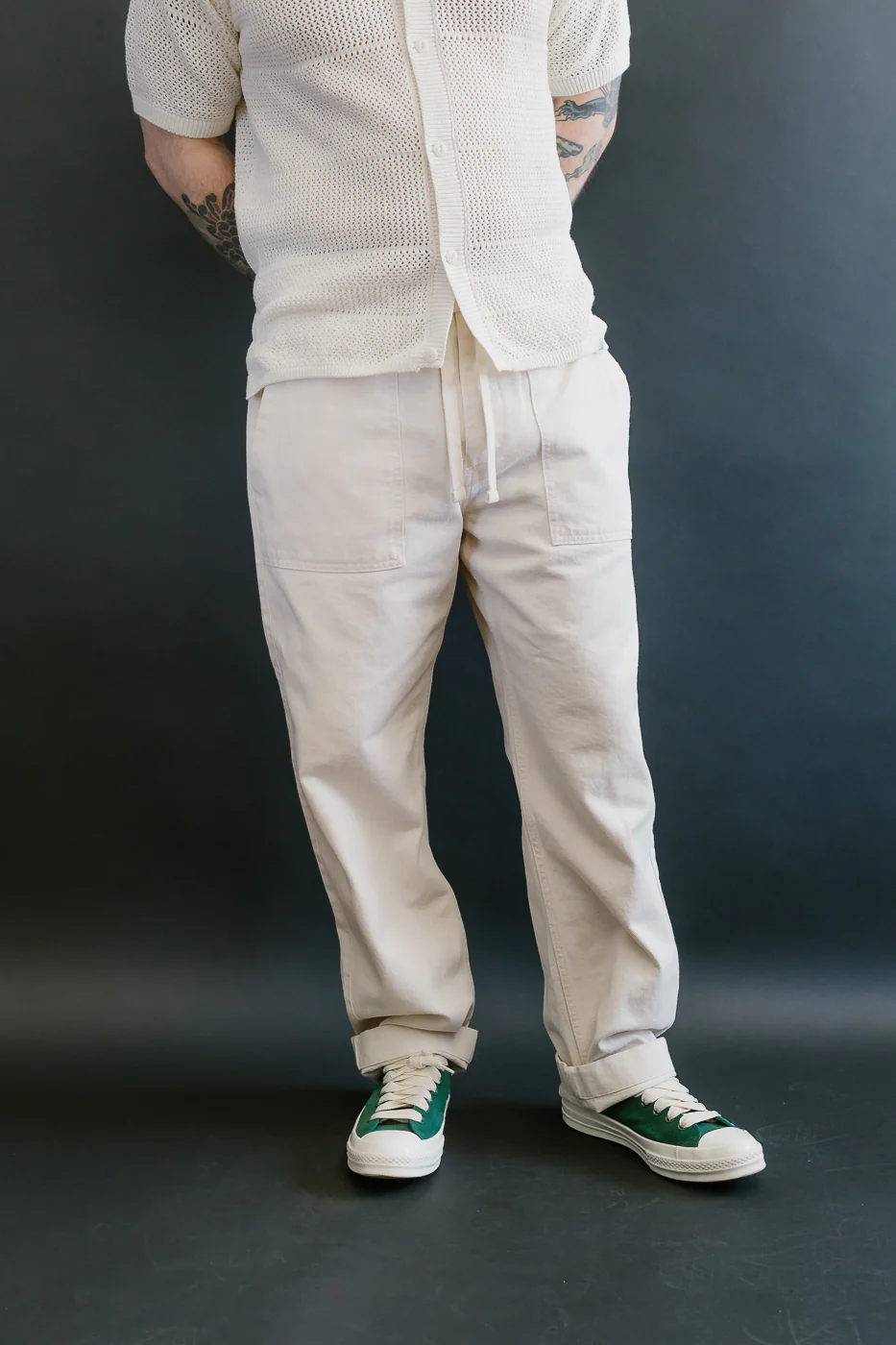 PANTS05.02 - Organic Cotton Broken Twill Drawstring Pants - Nature - Image 17