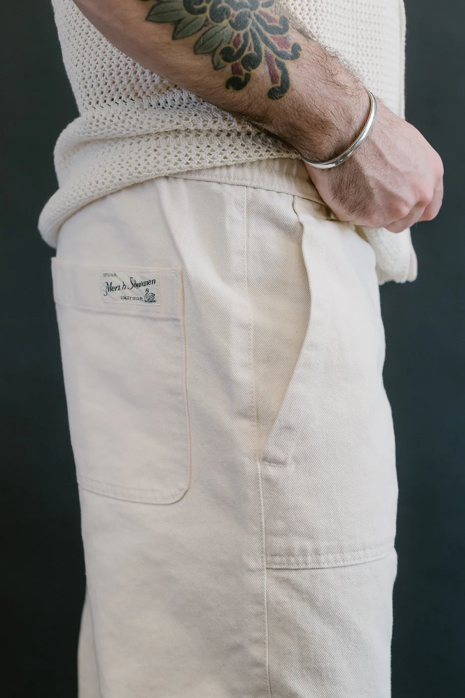 PANTS05.02 - Organic Cotton Broken Twill Drawstring Pants - Nature - Image 21