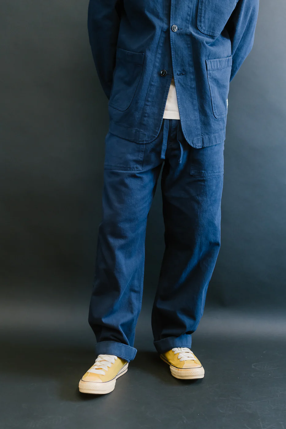 PANTS05.66 - Organic Cotton Broken Twill Drawstring Pants - Ink Blue - Image 10