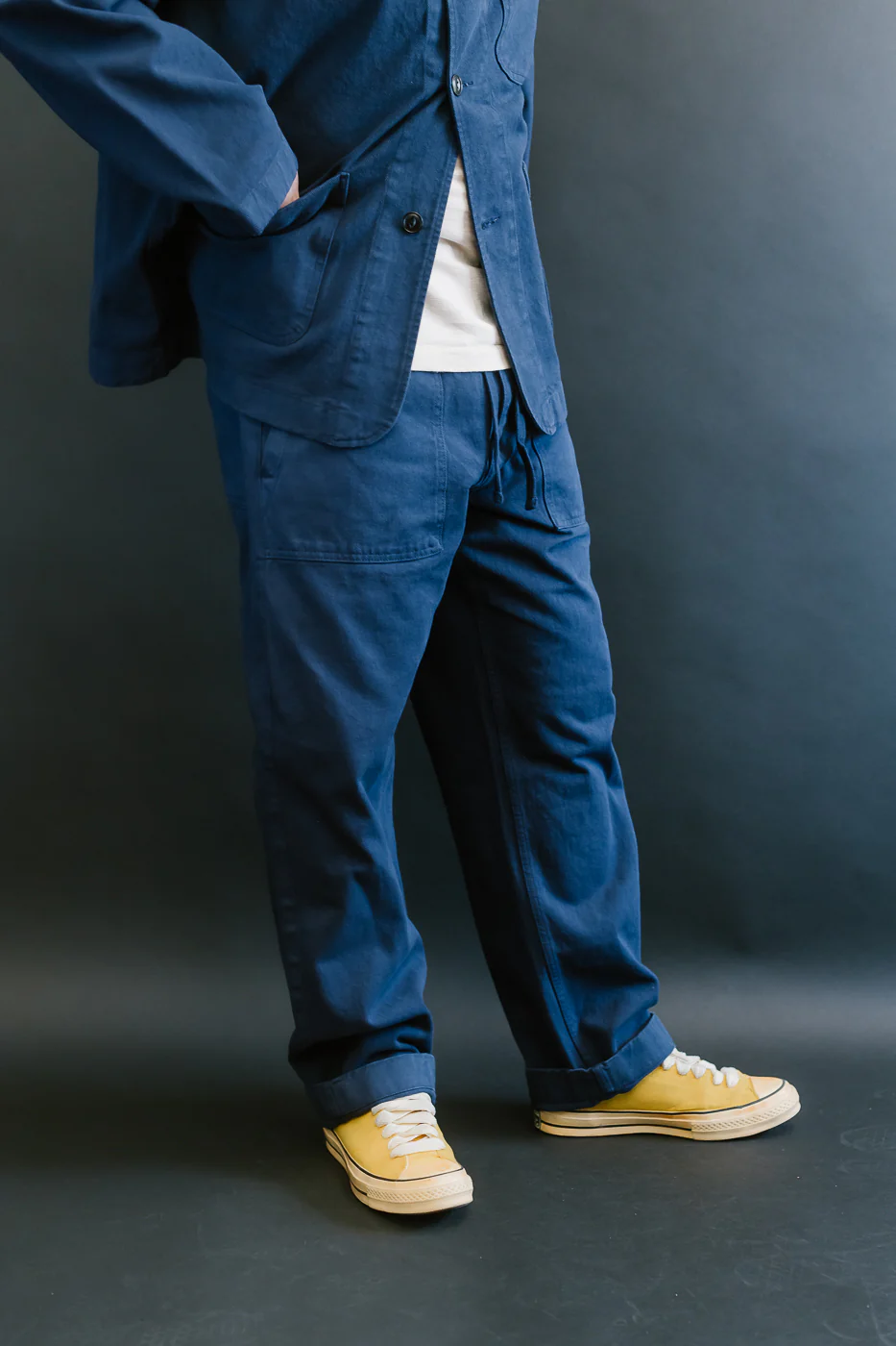 PANTS05.66 - Organic Cotton Broken Twill Drawstring Pants - Ink Blue - Image 11
