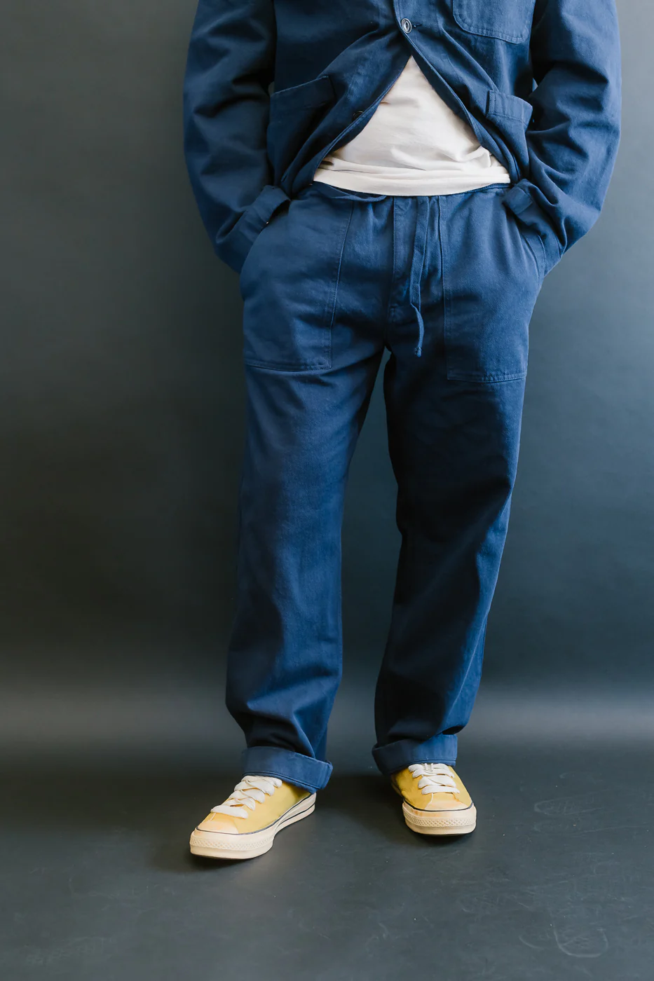 PANTS05.66 - Organic Cotton Broken Twill Drawstring Pants - Ink Blue - Image 14
