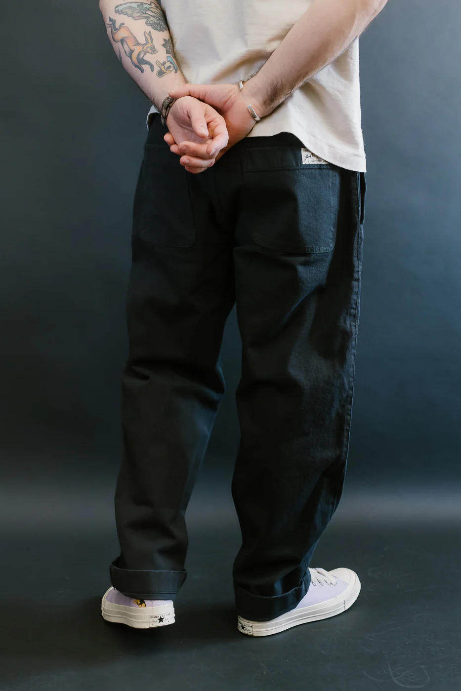 PANTS05.98 - Organic Cotton Broken Twill Drawstring Pants - Charcoal - Image 13