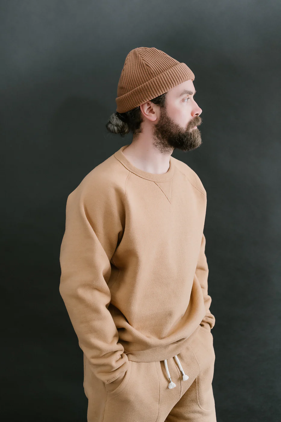 Pullover Crewneck - Double Heavyweight French Terry Foxfibre® - Coyote 80 - Image 10