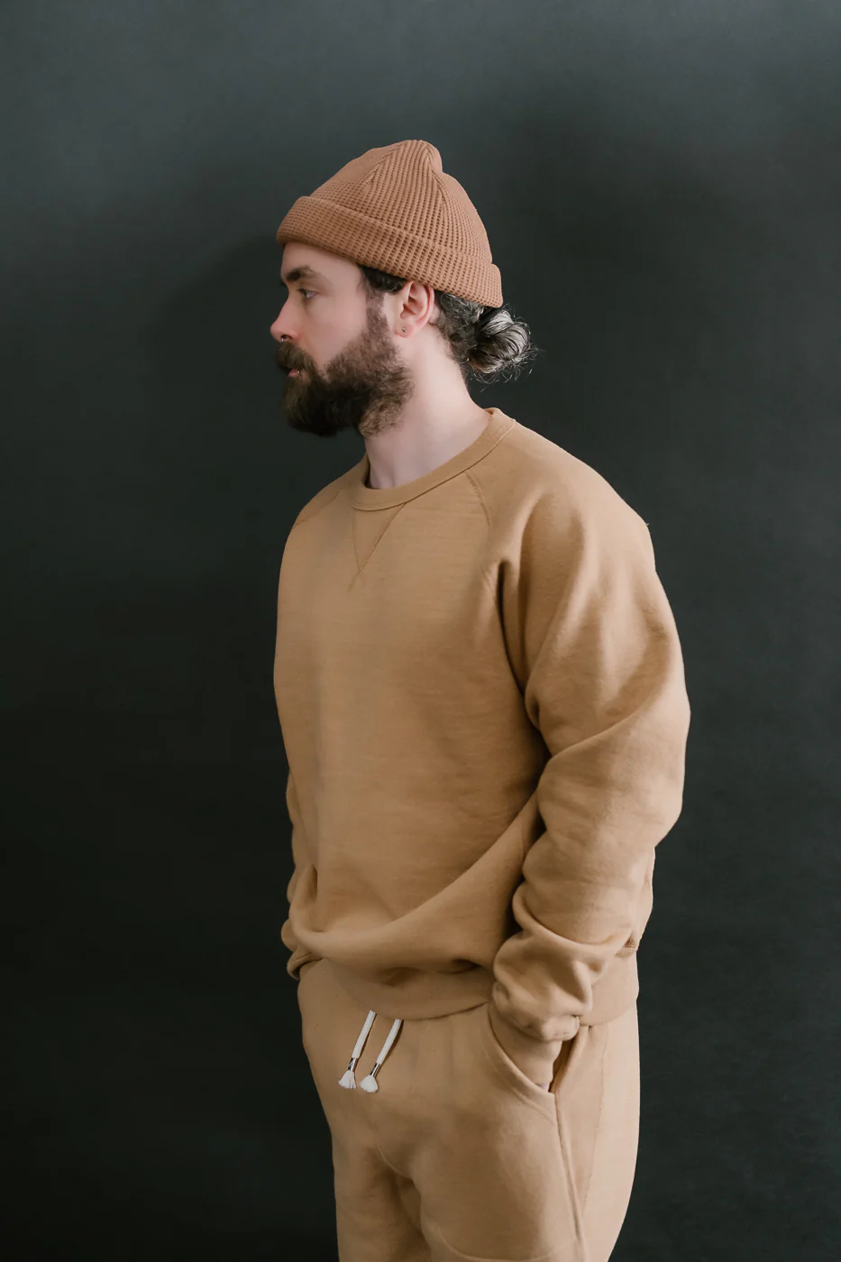 Pullover Crewneck - Double Heavyweight French Terry Foxfibre® - Coyote 80 - Image 14