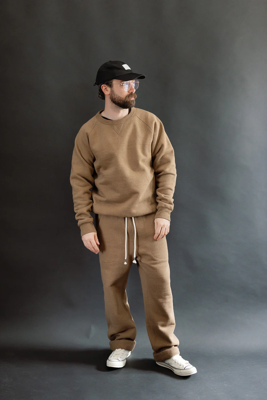 Pullover Crewneck - Iron Mordant Double Heavyweight French Terry Foxfibre® - Coyote 80 - Image 5