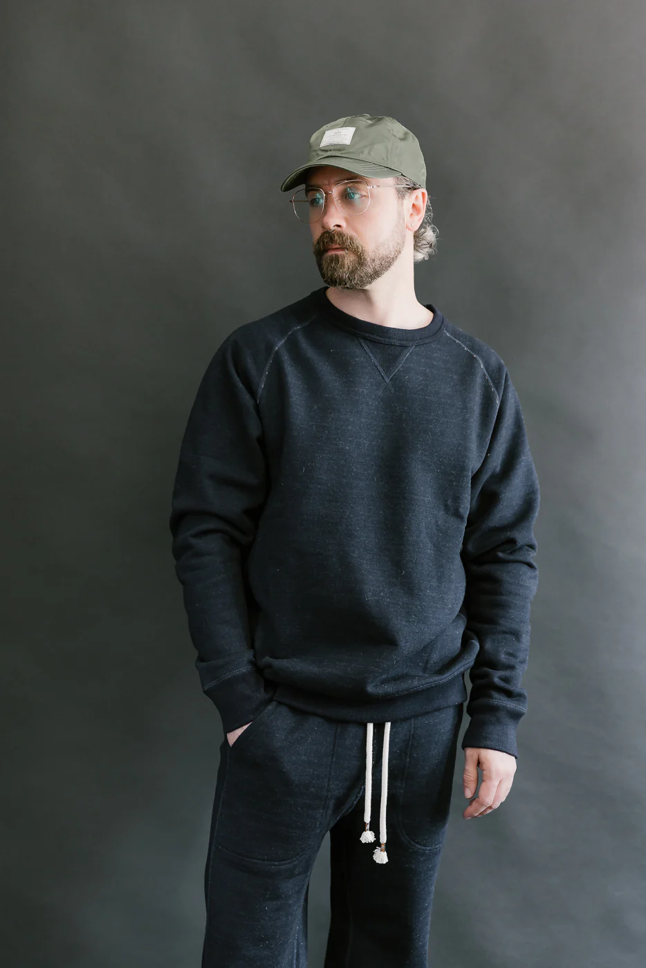 Pullover Crewneck - Real Indigo Blanket Striped French Terry - Image 14