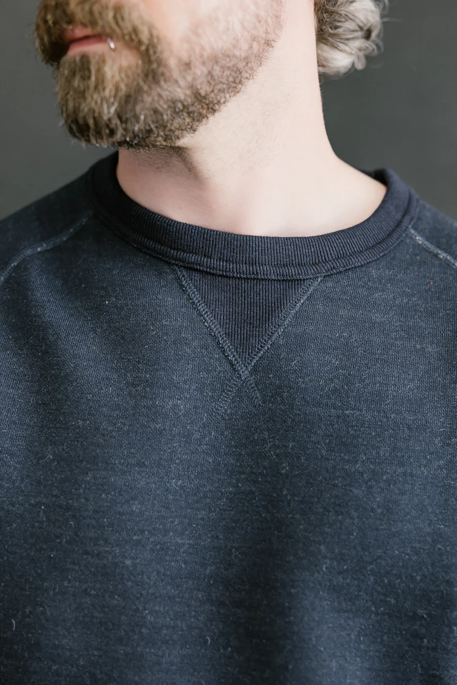 Pullover Crewneck - Real Indigo Blanket Striped French Terry - Image 15