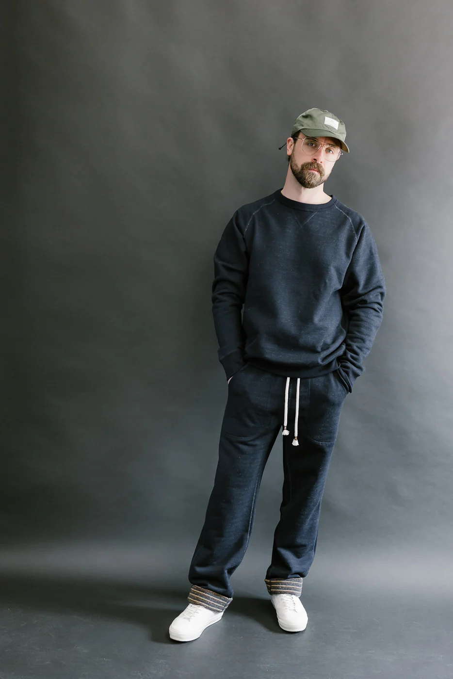 Pullover Crewneck - Real Indigo Blanket Striped French Terry - Image 5