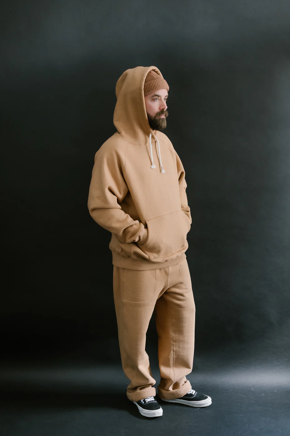 Pullover Hoodie - Double Heavyweight French Terry Foxfibre® - Coyote 80 - Image 5