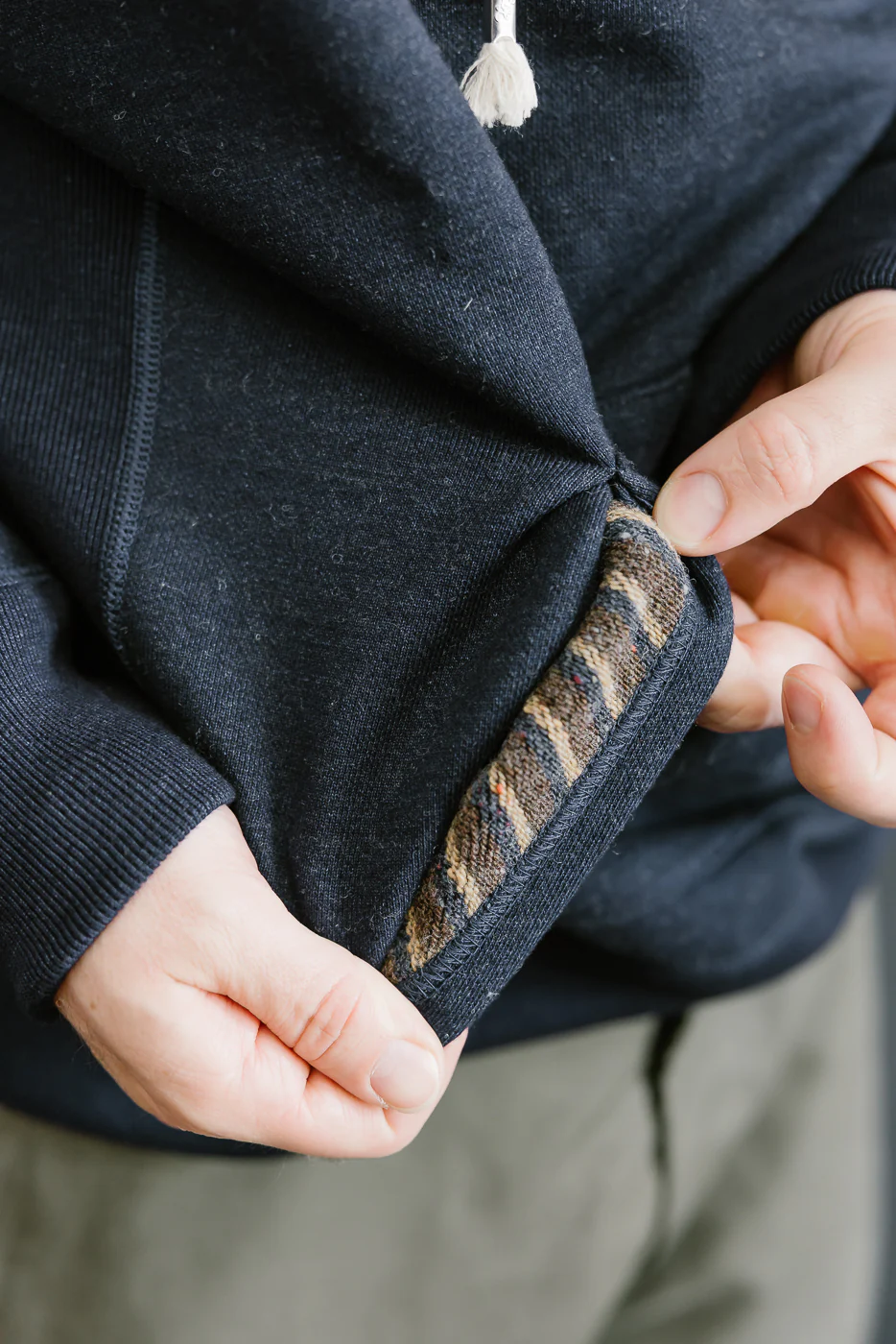 Pullover Hoodie - Real Indigo Blanket Striped French Terry - Image 20
