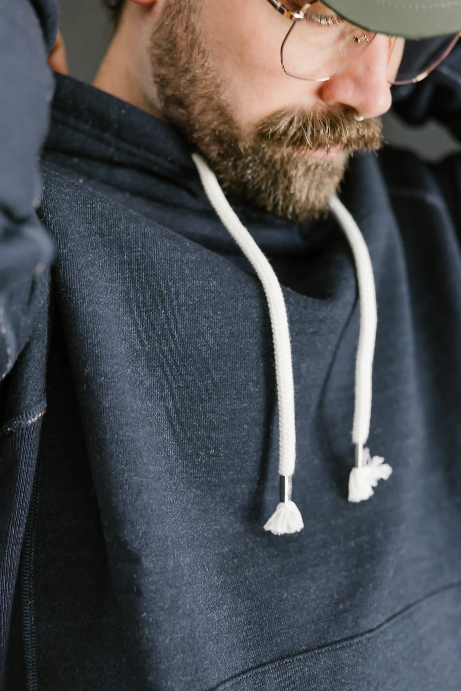 Pullover Hoodie - Real Indigo Blanket Striped French Terry - Image 21