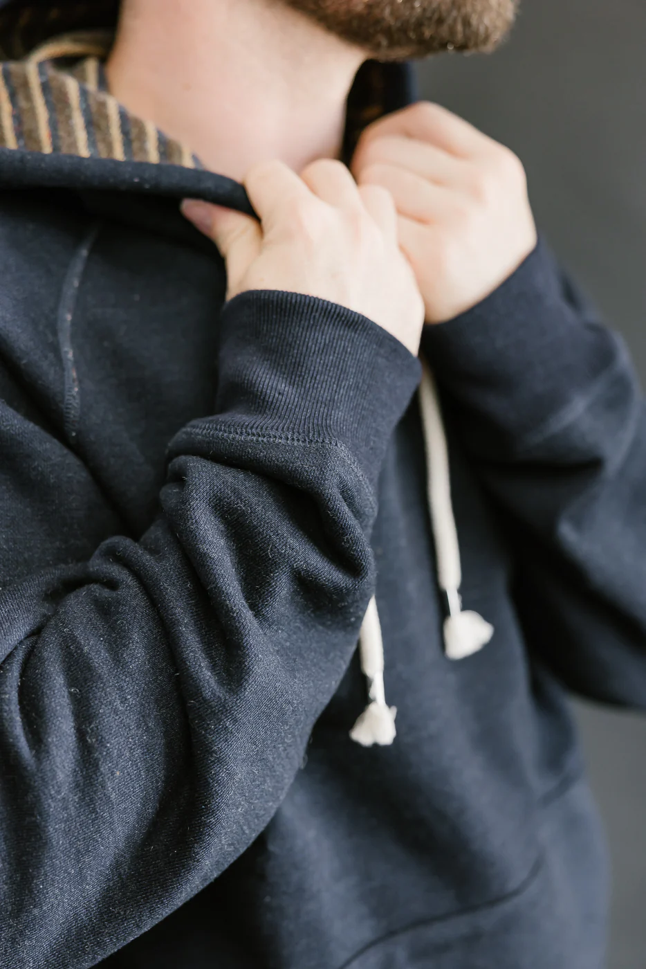 Pullover Hoodie - Real Indigo Blanket Striped French Terry - Image 22