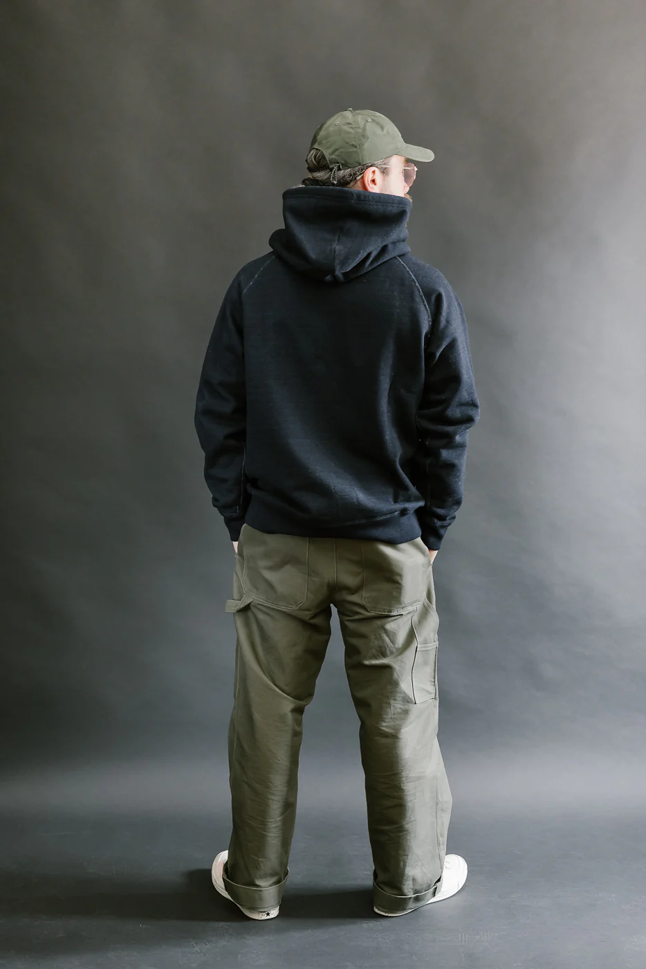 Pullover Hoodie - Real Indigo Blanket Striped French Terry - Image 8