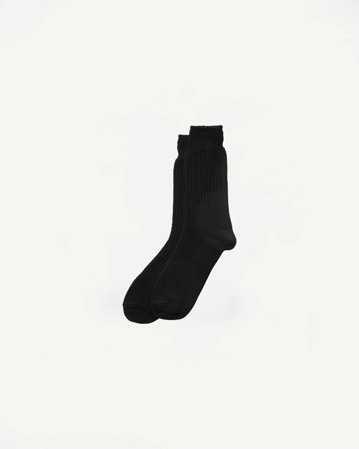 R1110 - Waffle Cotton Crew Sock - Black