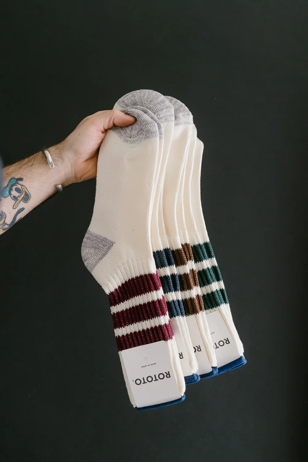 R1255 - Coarse Ribbed Old School Crew Socks - Bordeaux - Image 3