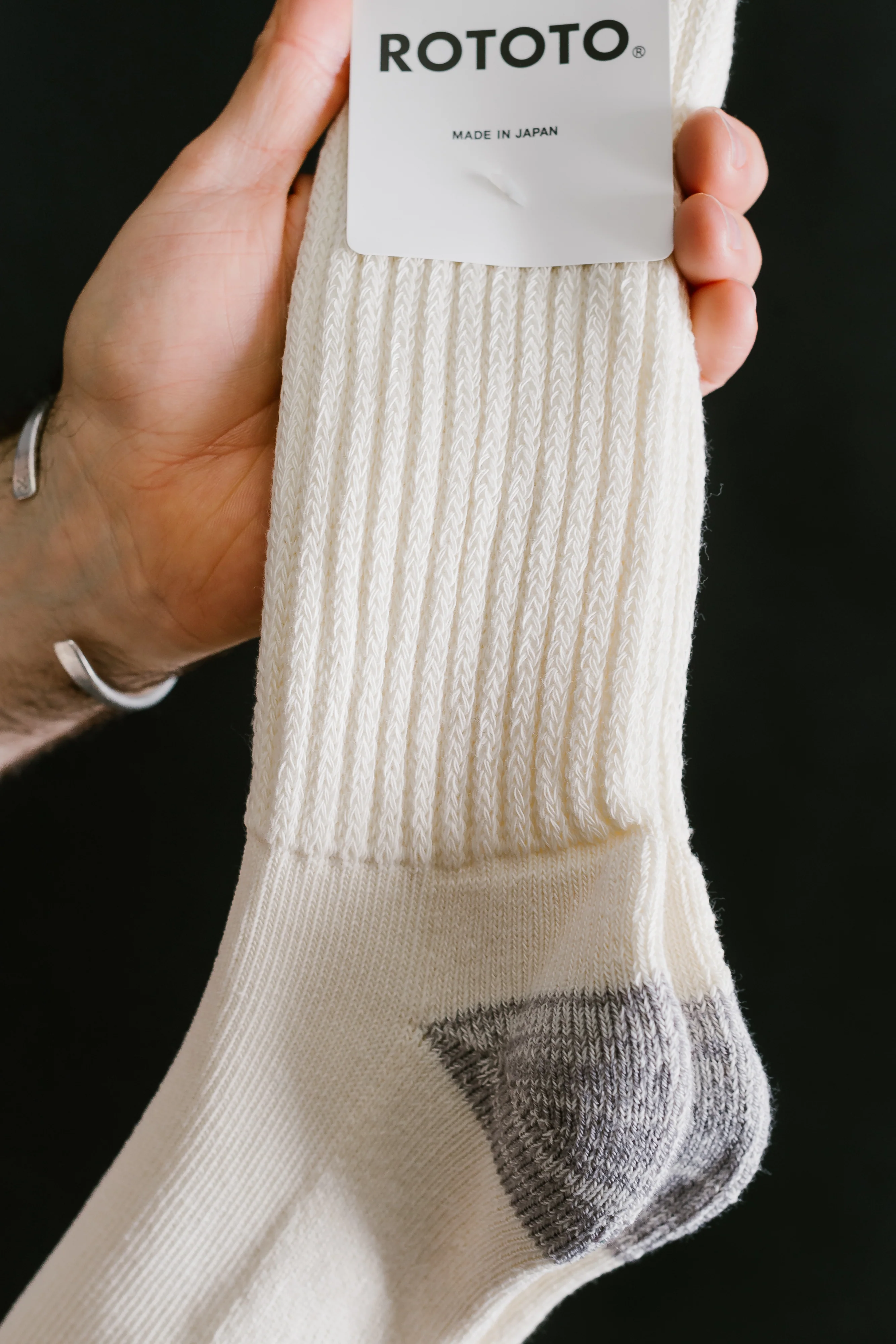 R1255 - Coarse Ribbed Old School Crew Socks - Ecru - Image 3