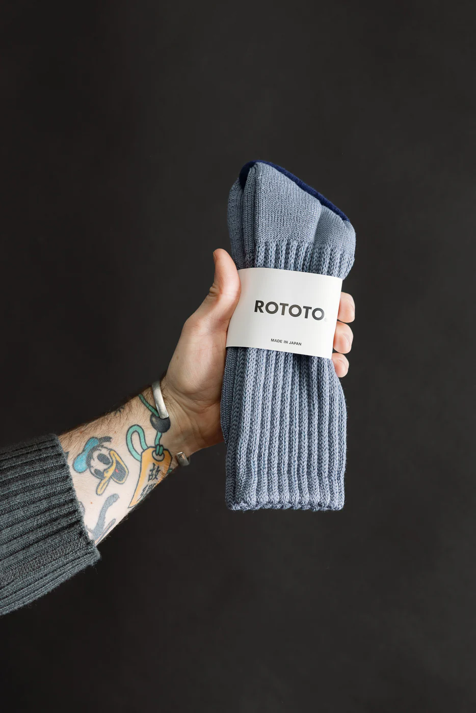R1334 - Loose Pile Crew Sock - Smoky Blue - Image 2