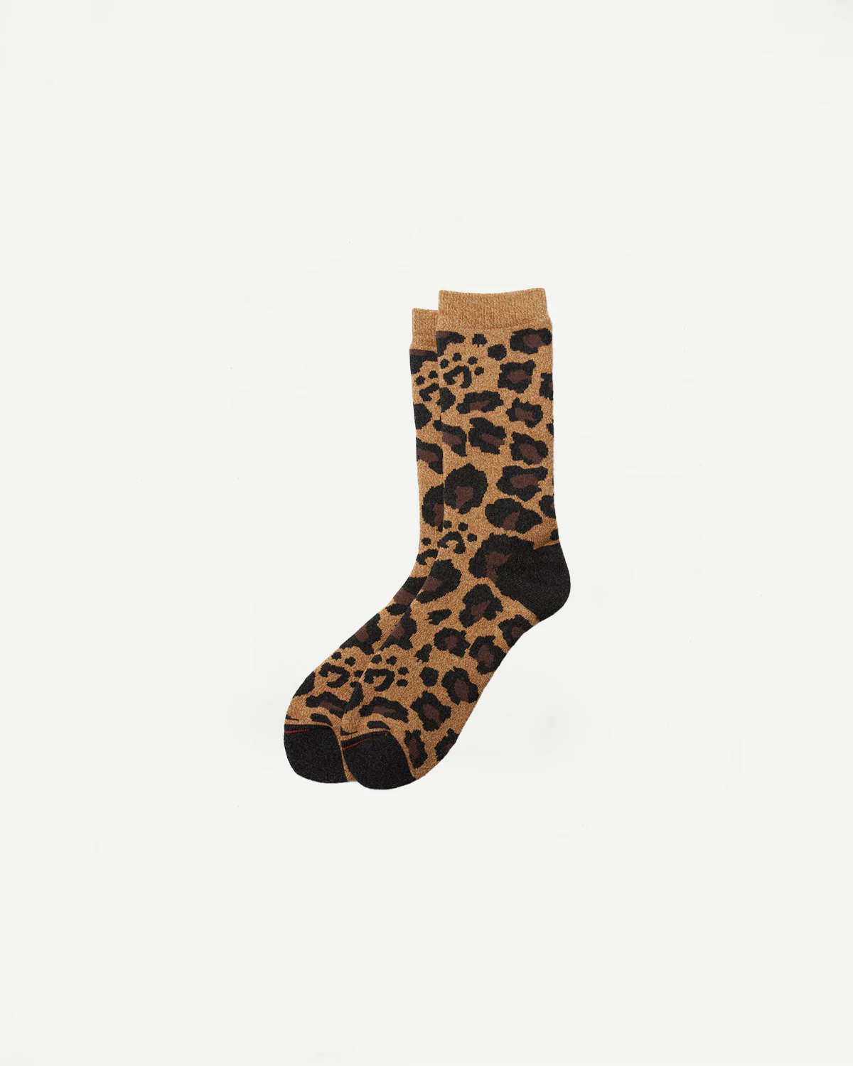R1340 - Pile Leopard Socks - Dark Beige