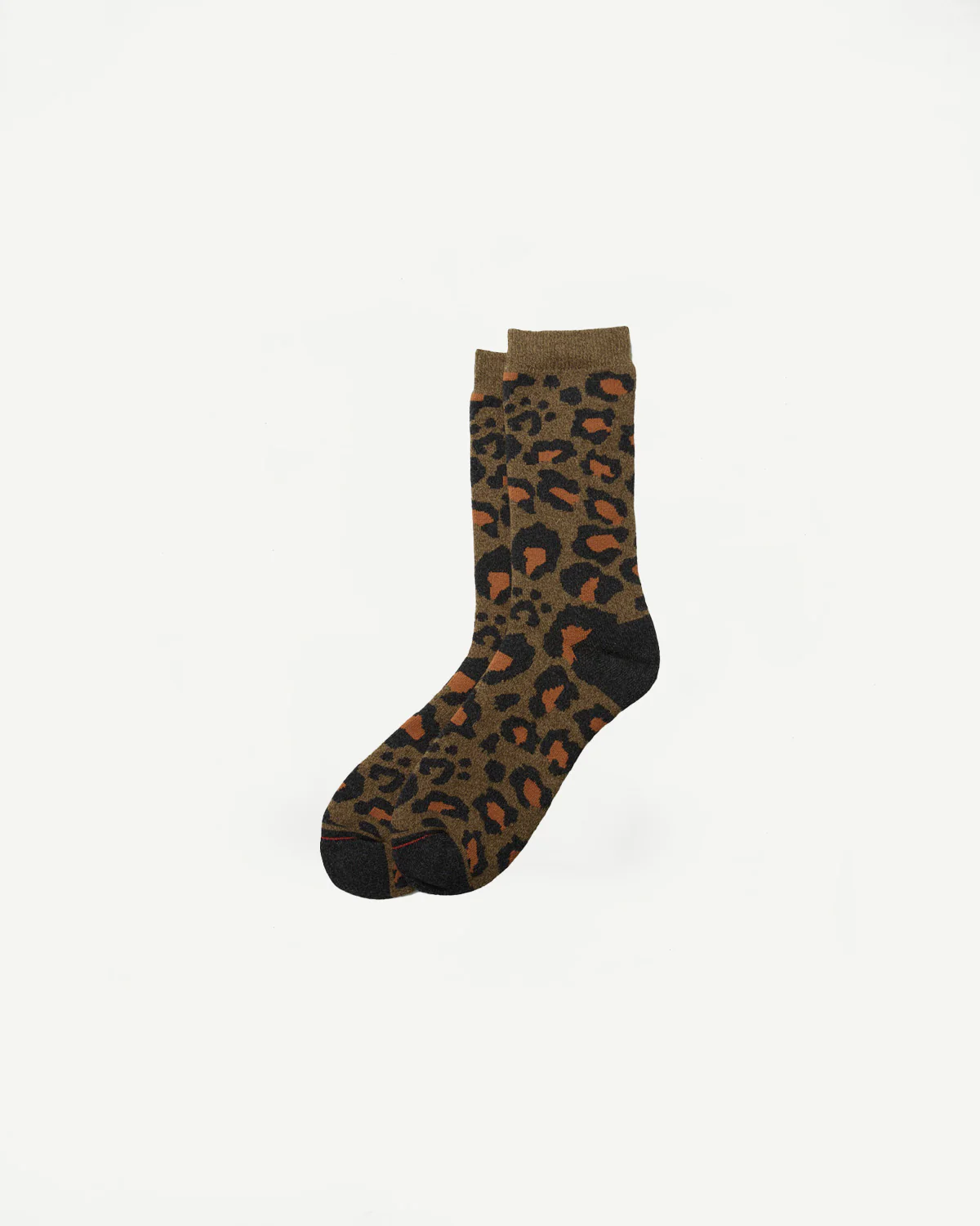 R1340 - Pile Leopard Socks - Dark Olive