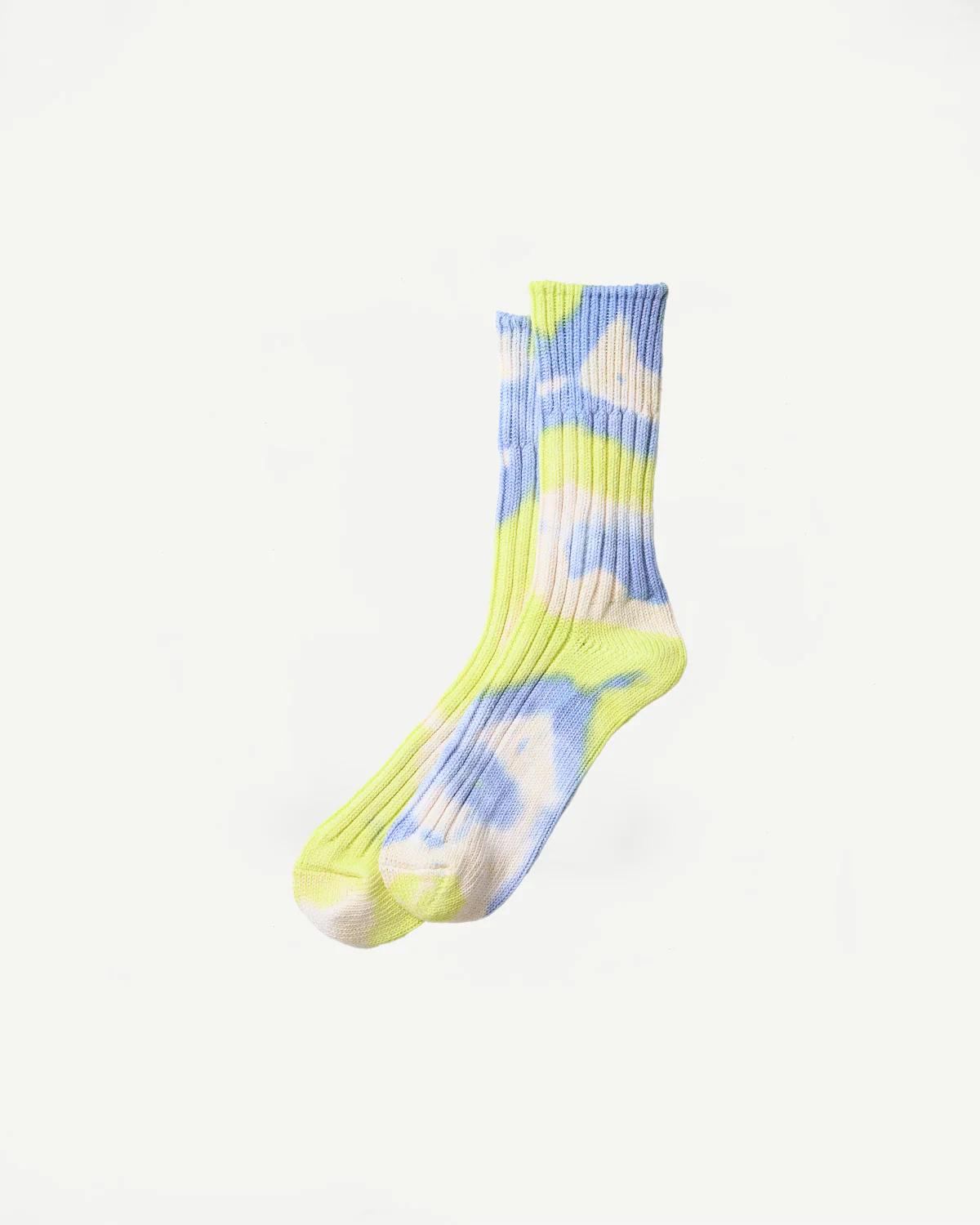 R1415 - Chunky Rib Crew Socks Tie-Dye - Lime, Blue