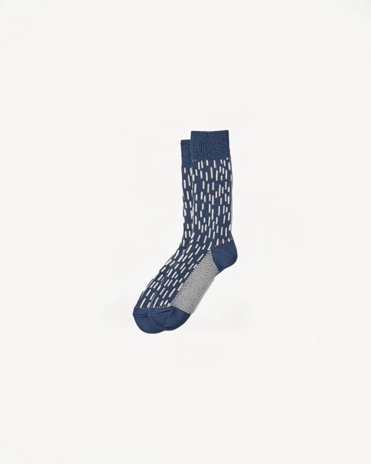 R1431 - Rain Drop Crew Socks - Steel Blue, Ivory