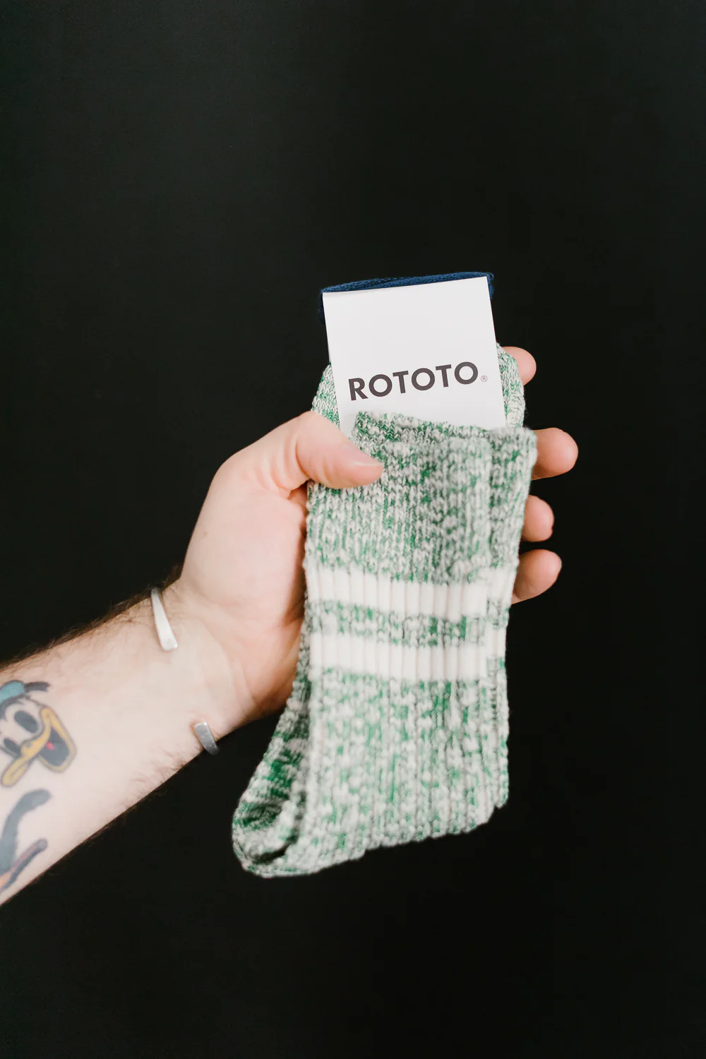 R1485 - OG Cotton Slub Stripe Socks - Green - Image 3