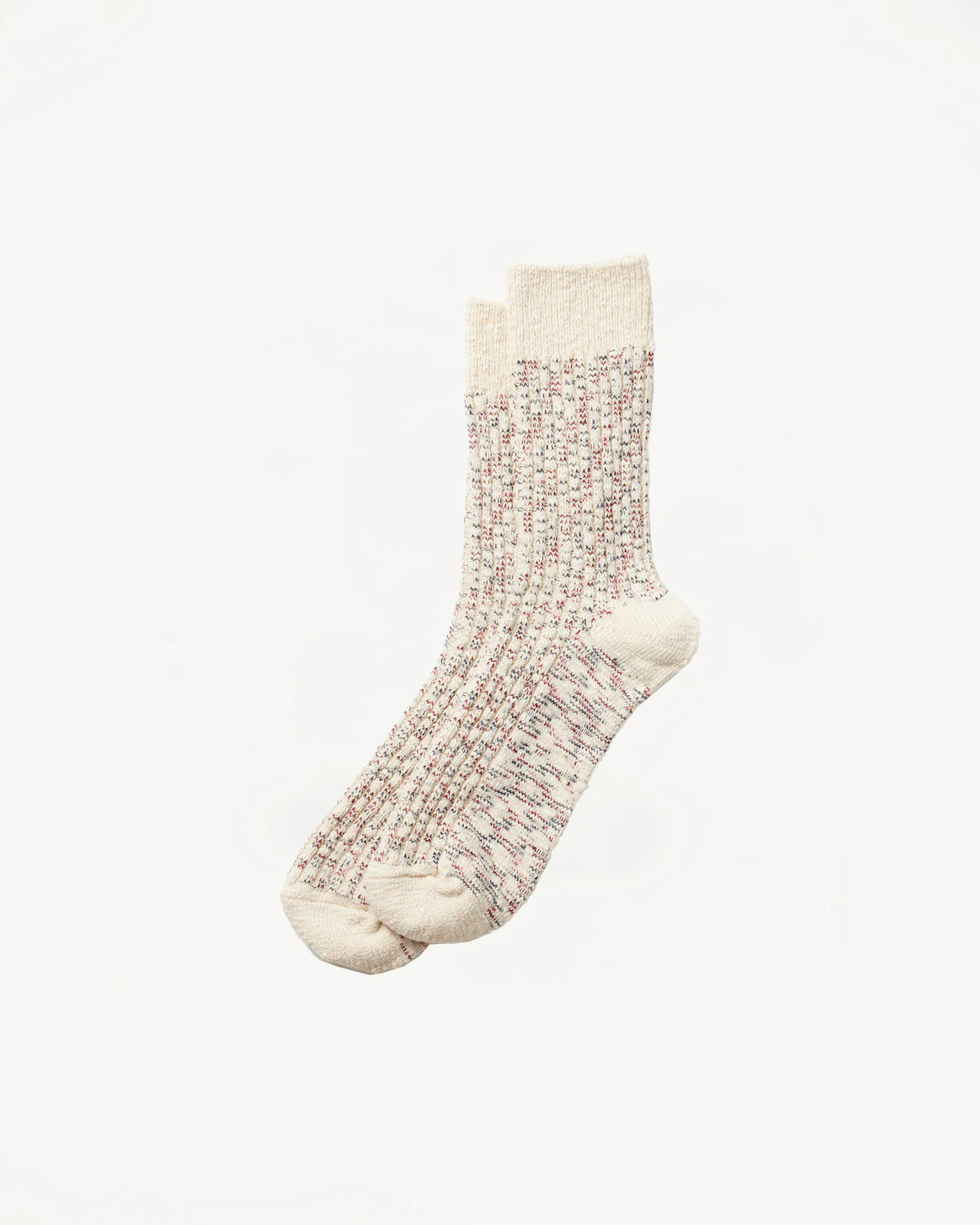 R1513 - Kasuri Ribbed Crew Socks - Navy, Burgundy